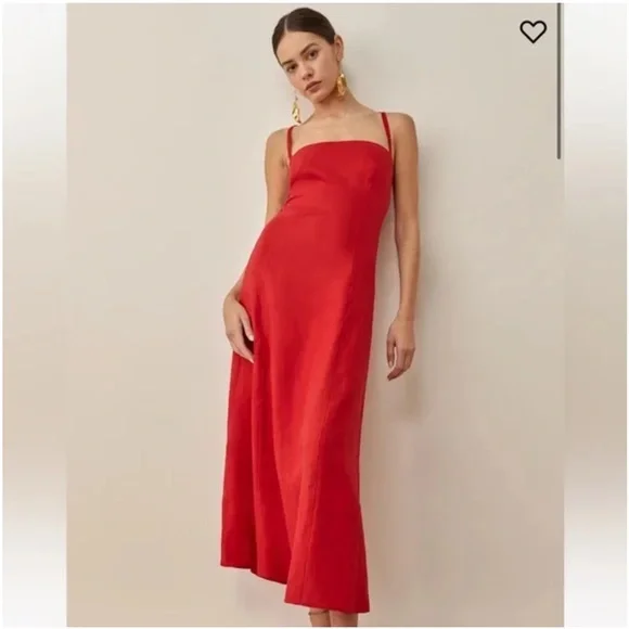 Reformation Red Linen Maxi Dress - Picture 2 of 7
